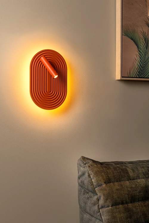 Lucide CARMINO - Wall light - LED - 1x12W 2700K - Terracotta | Essential - atmosphere 1